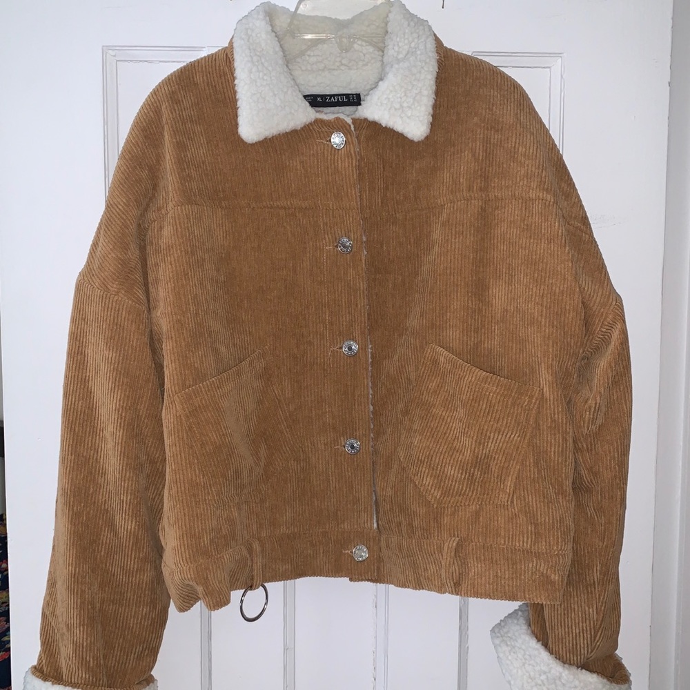 ZAFUL Beige Fur lined bomber coat - XL